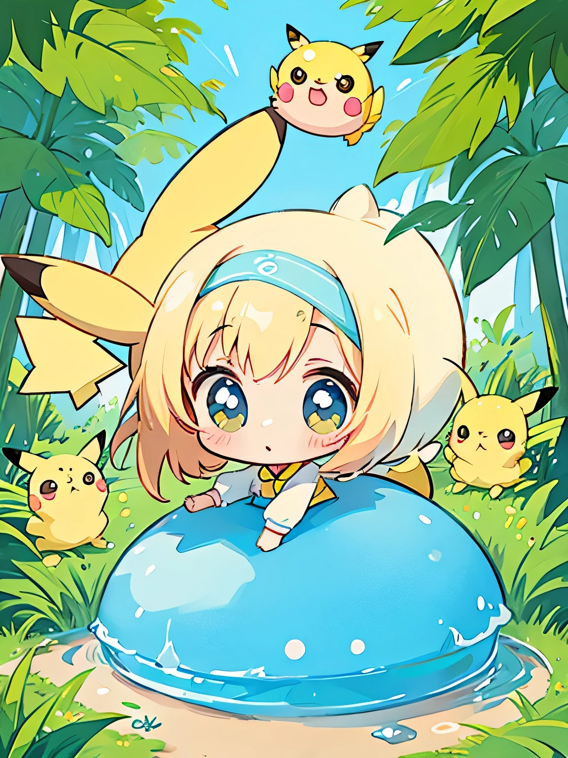 Seizo Watase style、Kawaii Design, most beautiful girl ever、Chibi, (((expedition)))、Pikachu