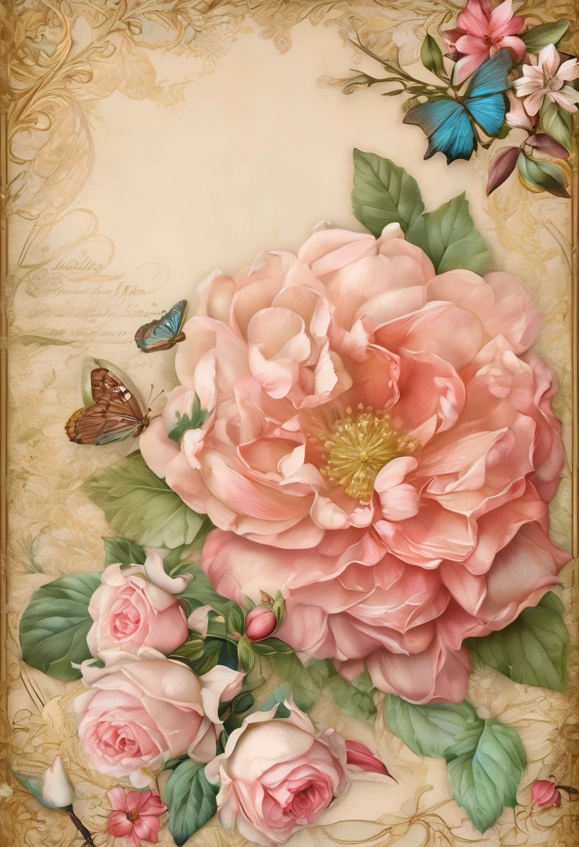 (((masterpiece))), (((Highest quality))), ((Super detailed)), (Highly detailed CG illustrations), ((非常にdelicateで美しい)), (overhead shot),(最高masterpiece:1.4),delicate,8k,( Background Pages:1.4),race,Lots of ribon,Rococo, (VINTAGE light salmon SCRAPPY PAPERS), a selection of pretty pages with flowers that will work with,((Digital Paper:1.4)),Stamperia,(DAPHNE’S DIARY)