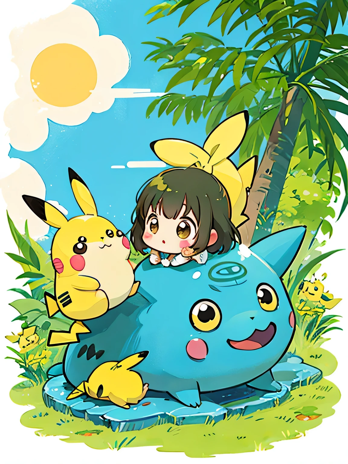 Seizo Watase style、Kawaii Design, most beautiful girl ever、Chibi, (((expedition)))、Pikachu, Totoro, Egypt
