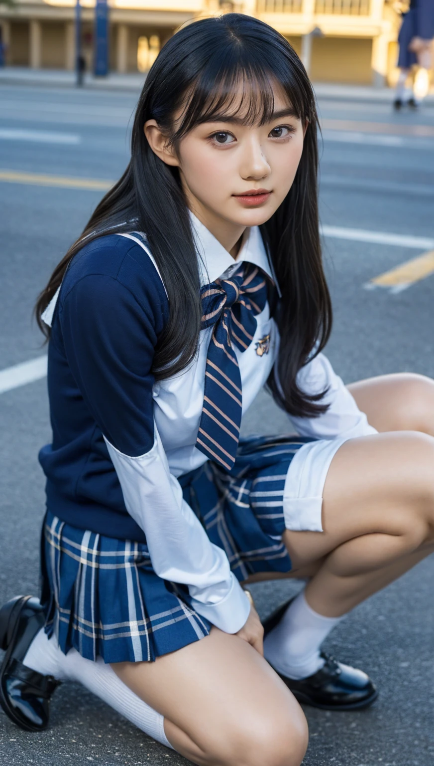 (photorealistic:1.4), best quality, masterpiece, raw 32k photo, (extremely detailed japanese beautiful girl), (extremely detailed eyes:1.2), (baby face),(cute face:1.2), ultra-detailed, ultra high res, amazing, BREAK,
(school uniform:1.5), detailed school girl, (disneyland:1.3), beautiful detailed girl, bangs, cute face, miniskirt,(thigh)