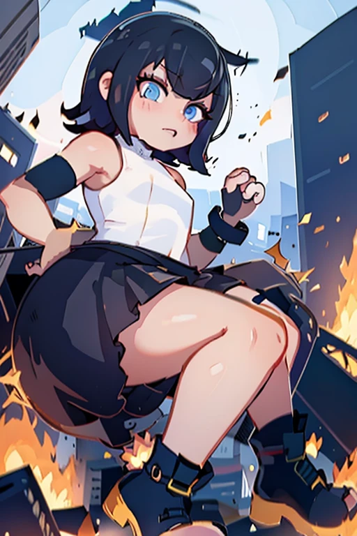 Giantess hot mavis girl crushing skycrappers, destruction city