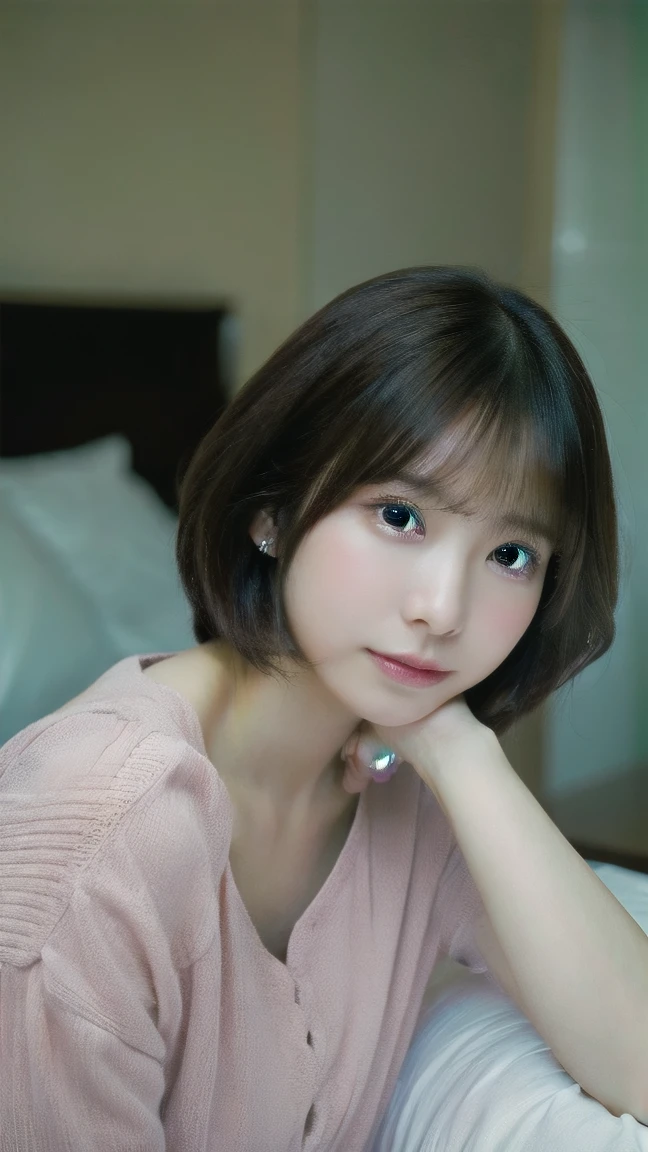Portraiture, (Ultra-high resolution:1.2), Japan Idol Girl, short hair, Bedroom,