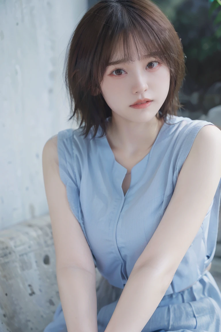 1 very cute girl、12 years old、short hair、Gray Hair、Moisturizes hair、reduce hair volume、Blue background、Upper Body、(head shot:1.5)、Eyes focus、Collared shirt、Laughter、、(8k、RAW Photos、Highest quality、masterpiece:1.2)、(Realistic、Realistic:1.3)、Hmph、The depth of the written world、Wide Light、High Contrast、(Shine:1.4)、chromatic aberration、Sharp focus、RAW color photos、Cinema Lighting、8K resolution、