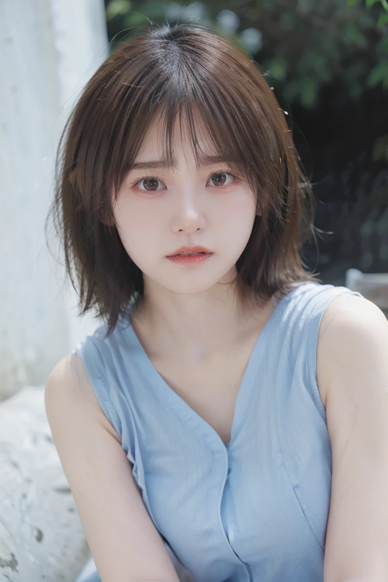 1 very cute girl、12 years old、short hair、Gray Hair、Moisturizes hair、reduce hair volume、Blue background、Upper Body、(head shot:1.5)、Eyes focus、Collared shirt、Laughter、、(8k、RAW Photos、Highest quality、masterpiece:1.2)、(Realistic、Realistic:1.3)、Hmph、The depth of the written world、Wide Light、High Contrast、(Shine:1.4)、chromatic aberration、Sharp focus、RAW color photos、Cinema Lighting、8K resolution、