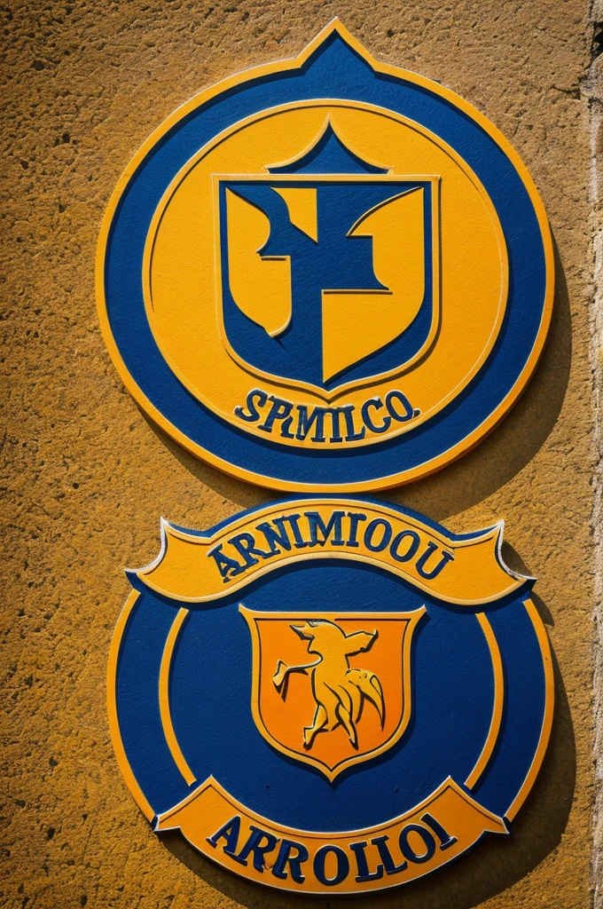Crea un escudo de futbol naranja con amarillo