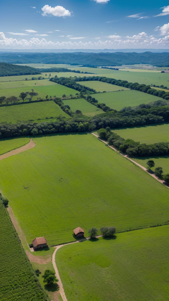 fundo fazenda com cavalos e o ceu azul com nuvens