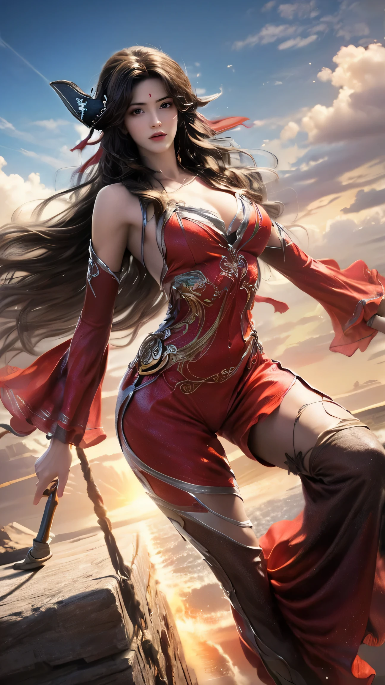 Epic CG masterpiece, hdr,dtm, full ha,8K, ultra detailed graphic tension, dynamic poses, stunning colors, 3D rendering, surrealism, cinematic lighting effects, realism, 00 renderer, super realistic, full - body photos, super vista, super wide Angle, HD
Pirate (Mole under eye:0.8), Milky skin, (shiny skin:1.3)watery eyes, cloud0
