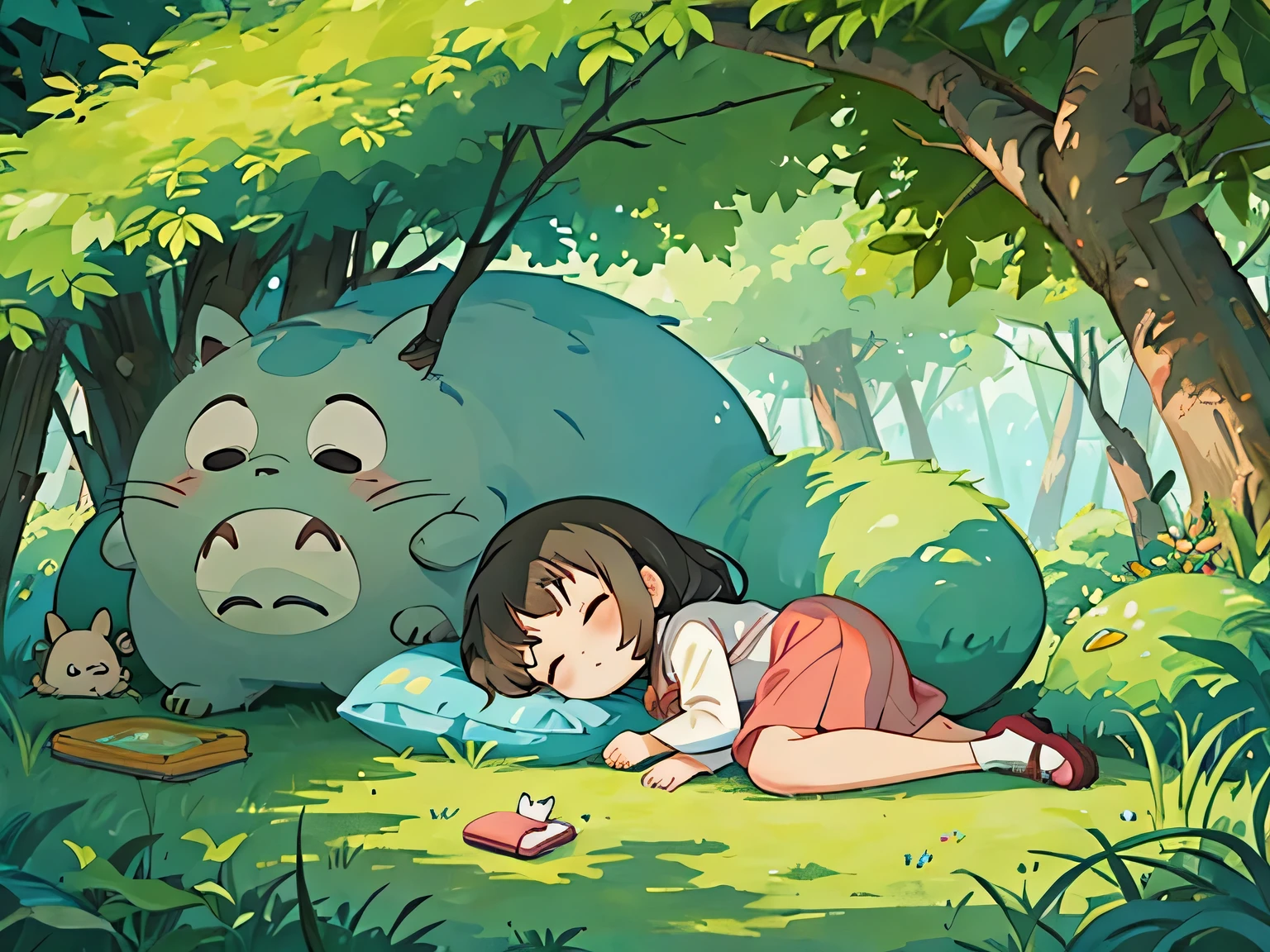 hayao Miyazaki、Kawaii Design, most beautiful girl ever、Chibi, afternoon nap、Totoro Forest