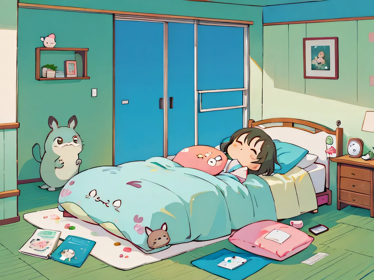 hayao Miyazaki、Kawaii Design, most beautiful girl ever、Chibi, afternoon nap、hospital bed, totoro
