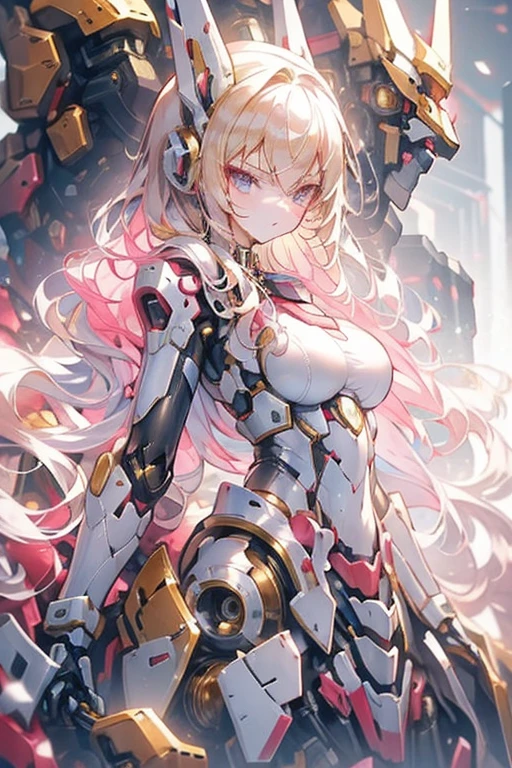 Mechanical Girl masterpiece long Blonde high school girl tall Mechanical Battle Suit whole body Serious face high resolution