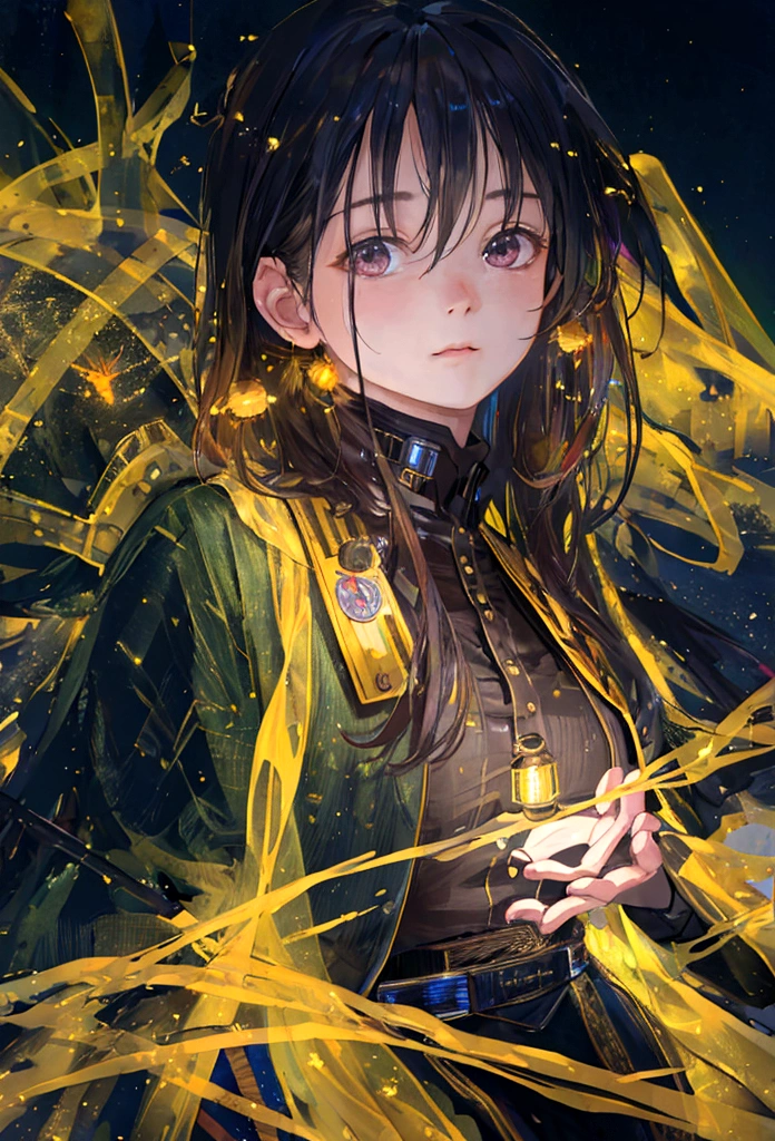 (8k, Highest quality, masterpiece: 1.2), (Realistic, photoRealistic: 1.37), Super detailed, One person, Wide viewing angles, Firefly Garden, There are lots of little faint lights and fireflies flying around, night