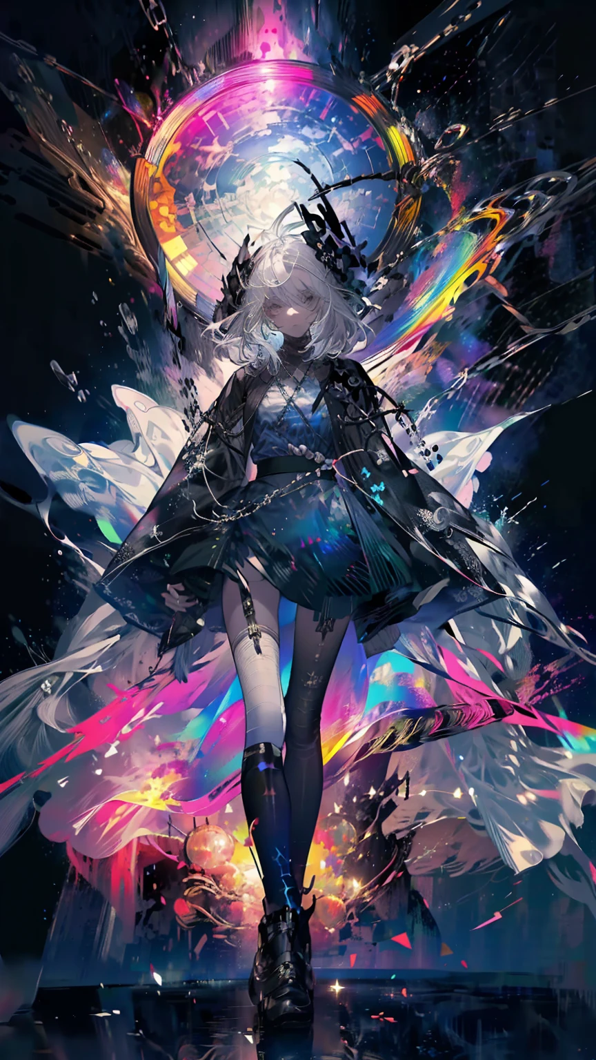 White Hair,Hairstyle is long straight,White eyelashes,White Eyes,Black clothes,19-year-old girl,Wrapping smoke around the body,Dark atmosphere,Fantasy,Realistic depiction of clothing,Highest quality,Delicate depiction,haze,Grey World,Blank look,Shining Heavenly Wheel,,artpaint,Background is dark acrylic gouache,Waist Up,Smoke from the body,Looking somewhere far away,A fleeting expression