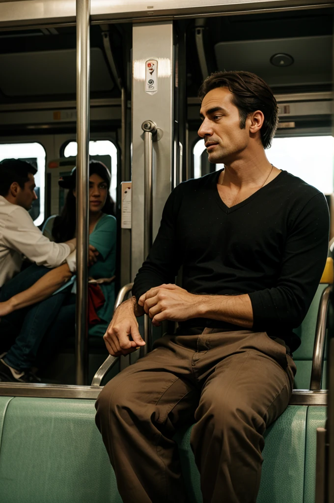 caricature of a man riding a train home
