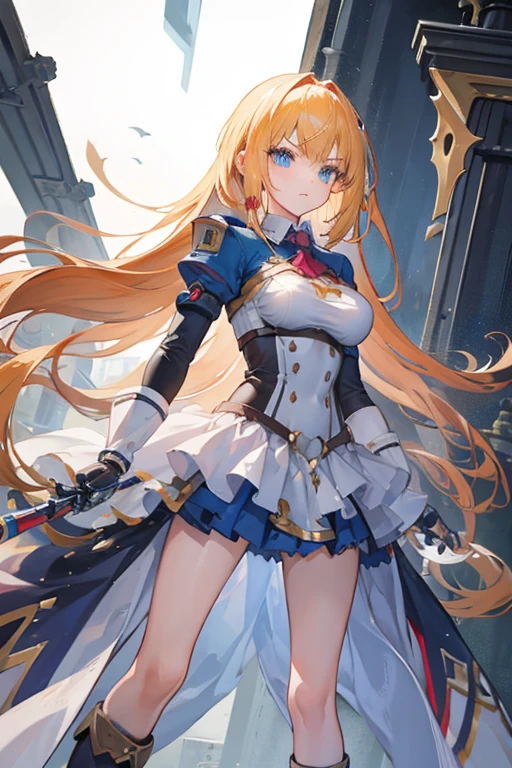 Mechanical Girl　masterpiece　long　Blonde　high school girl　tall　Mechanical Battle Suit　whole body　Serious face　Clear images