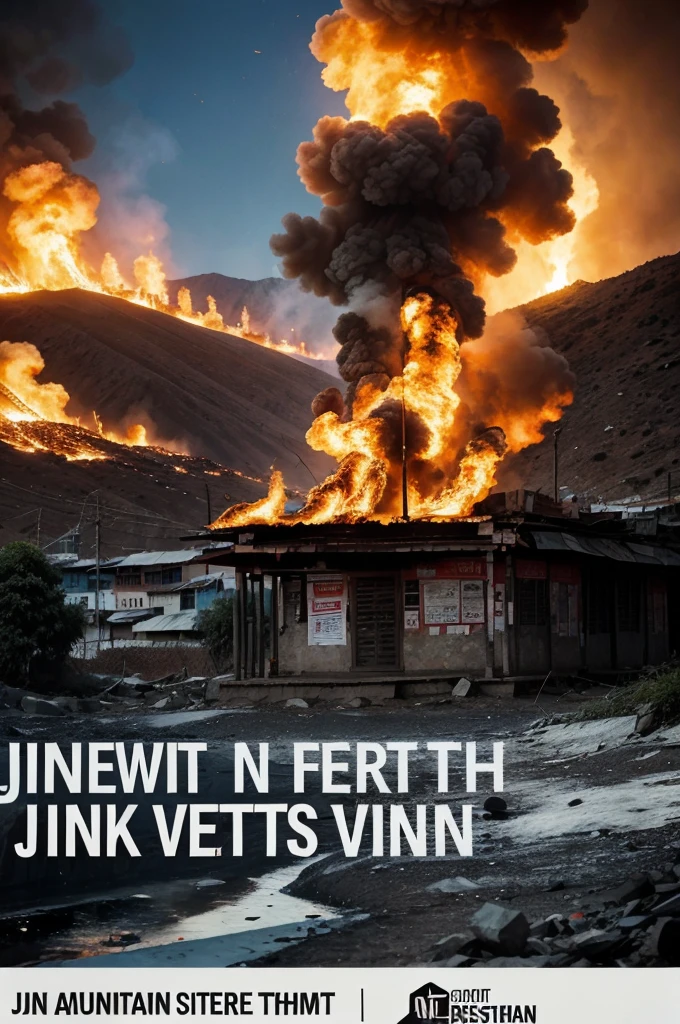 Creat a poster in write english text 'All Eyes On Jammu & Kashmir' behind the text bomb fire attack in jammu kashmir
