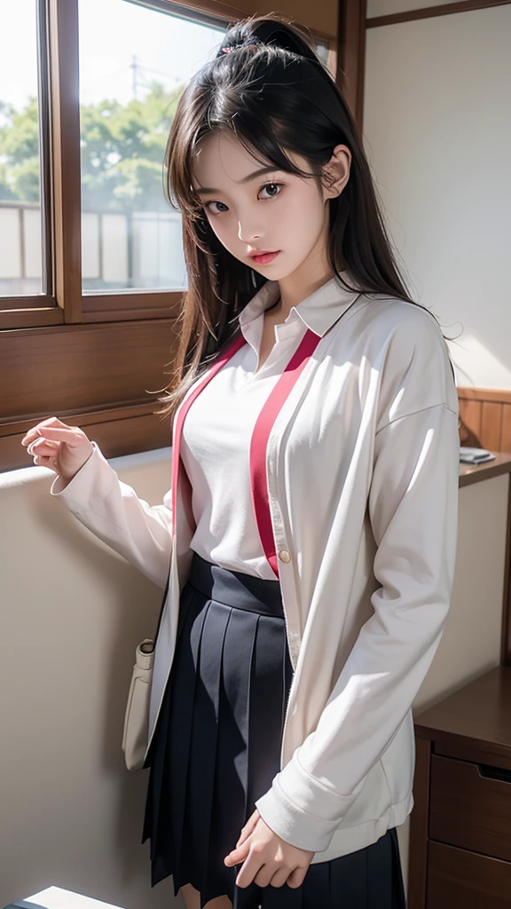18-year-old、woman、Japanese Idols、Real、Real Photo、high resolution、4K、8K、School、uniform、career woman、Slender、