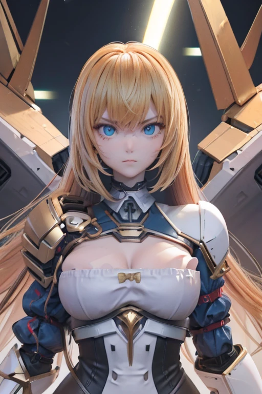 Mechanical Girl　masterpiece　long　Blonde　high school girl　tall　Mechanical Battle Suit　whole body　Serious face　high resolution