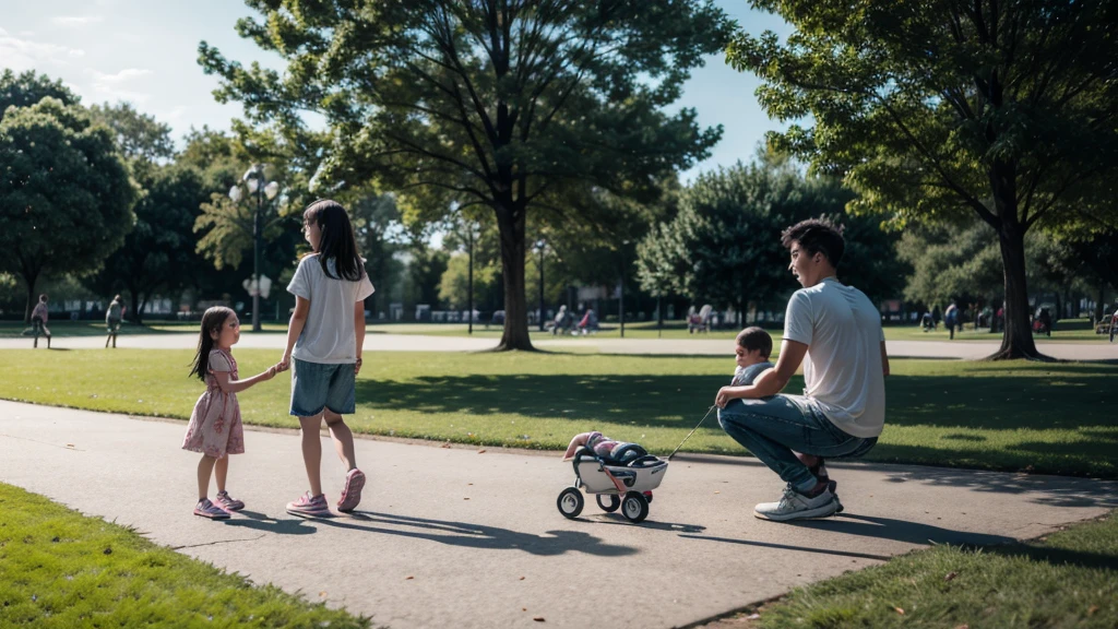 people playing with their children in the park