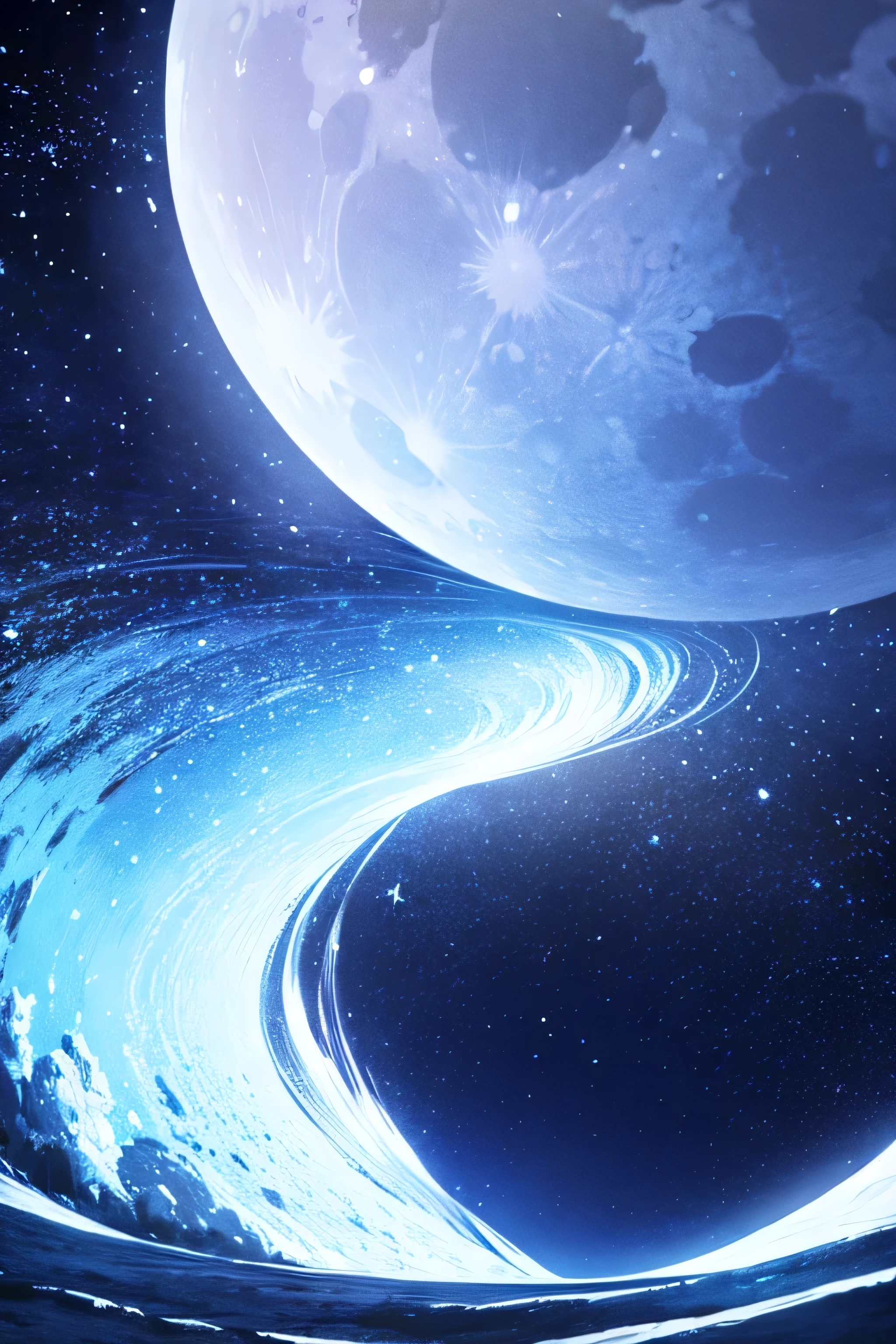 only huge moon theme background with stars