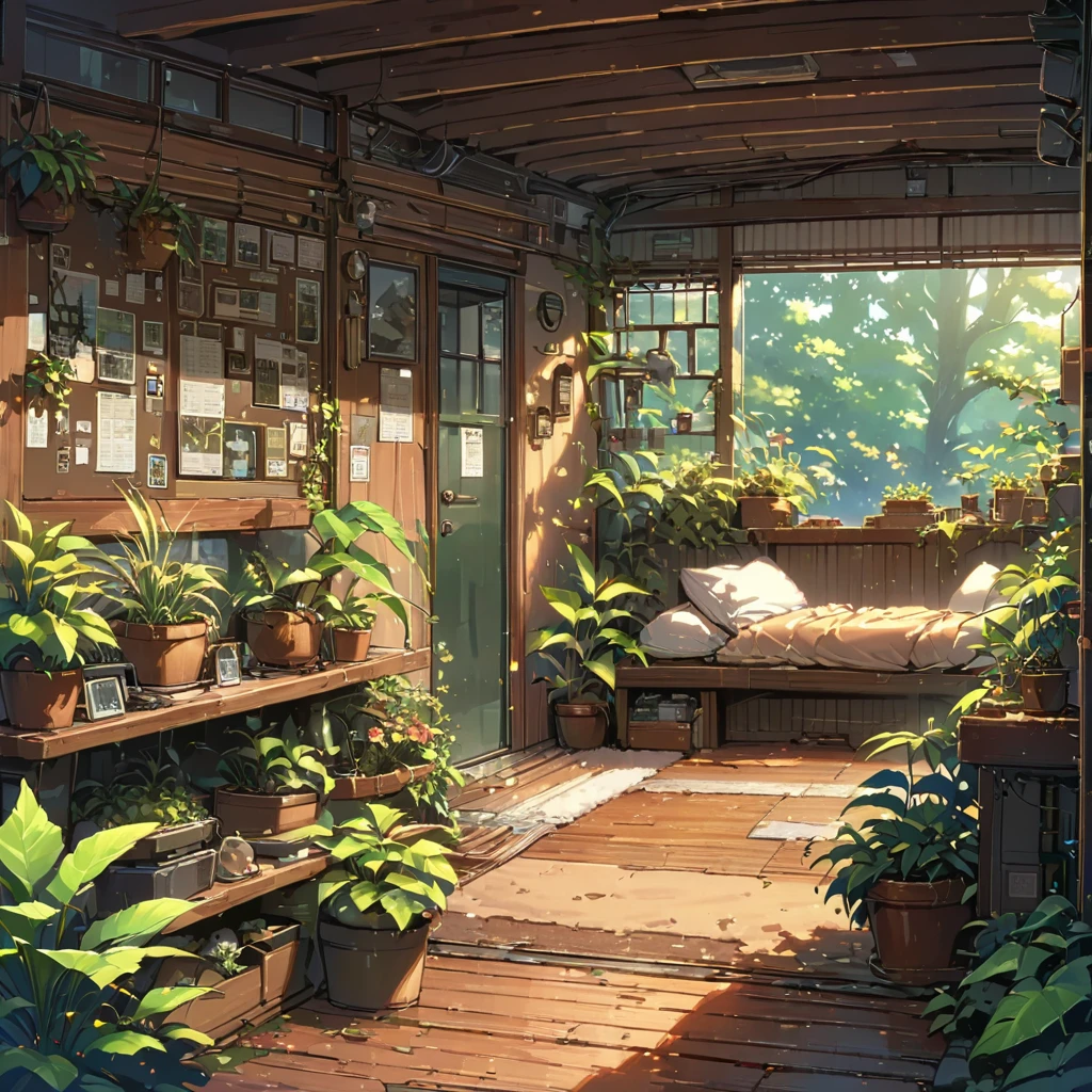 ((anime:1.4,illustration)),(masterpiece, top quality, best quality),(ultra-detailed, absolutely resolution),((16k, high res)), (((cozy lofi veranda with plants,))), ((cosy lofi illustration:1.4)), ((anime:1.4, illustration)),(masterpiece, top quality, best quality),(ultra-detailed, absolutely resolution),((16k, high res)) BREAK {lofi art, style of Laurie Greasley, style of Makoto Shinkai, anime aesthetic}, BREAK { (produces images with information than 40 million pixels with cinematic-like detailed textures shot on a Sony SLR).}