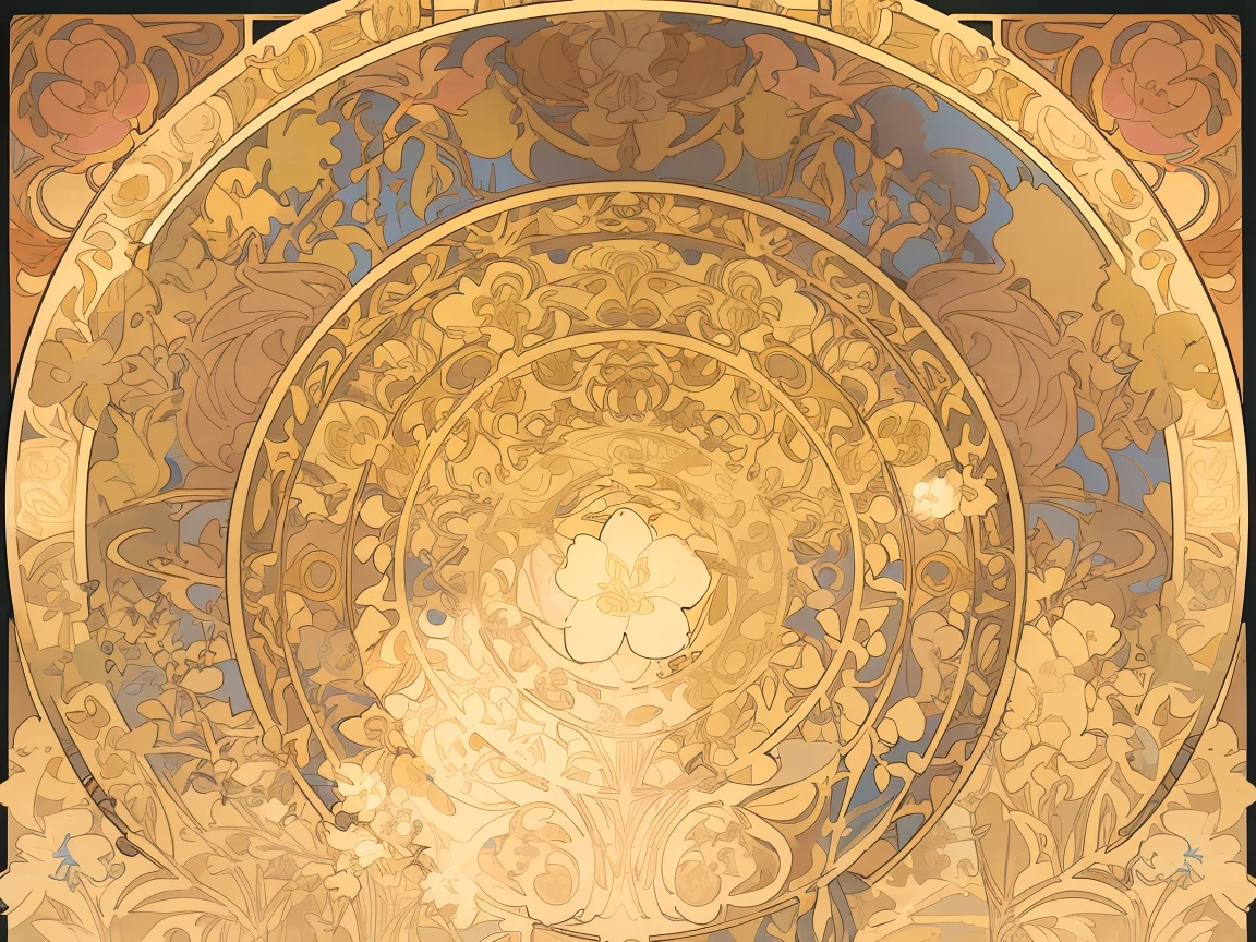 portrait of a electric guitar,Gibson,No person,floral frame, Decorative panels, abstract artistic, by Alphonse Mucha (Masterpiece, Best Quality, Highres:1.4), Detailed, Intricate Details, 4K, color splashes, line art, fibonacci,