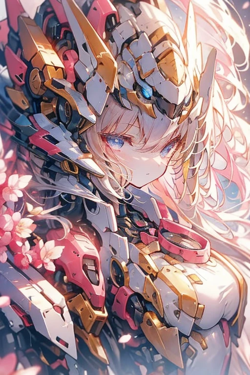 super high quality、8K quality、High resolution、Image quality captured with a single-lens reflex camera、(software)、Perfect Anatomy、(cherry blossoms🌸がテーマ)Oiran Mecha Girl、Beautiful blonde 20 year old girl.Orange eyes、(She has a great figure、Normal chest、Cleavage)、3D realistic black machine parts、(Shoulders and one leg are exposed:1.2)(Rear mechanical unit)、(((nude)))、(((Completely naked)))、(Mechanical parts below the elbow and knee:1.3)break、(Perfect Anatomy:1.4)break(Cherry-blossom viewing、Raise one hand、avert your eyes:1.2)cherry blossoms々(渡月橋の周囲に舞うcherry blossomsの花びら:1.3)(Portrait Angle、Top view:1.5)