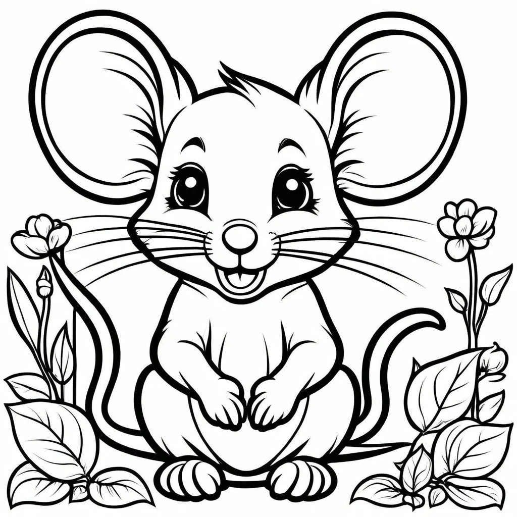 A cute Mouse, cartoon, ,Coloring Book, ColoringBookAF,