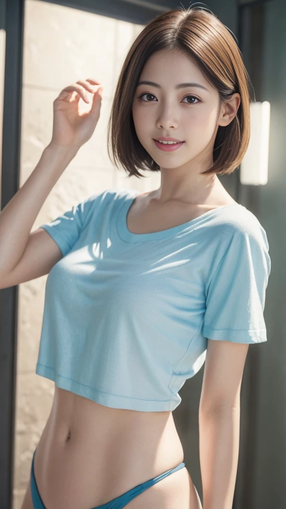 dress、(Photorealistic:1.4)、(hyper Realistic:1.4)、(Realistic:1.3)、(Smooth lighting:1.05)、(映画の照明Improvement of quality:0.9)、32K、One Girl、20-year-old girl、Realistic lighting、Backlight、Facial Light、Ray-tracing、(Bright light:1.2)、(Improvement of quality:1.4)、(Highest quality real texture skins:1.4)、Finely grained、Detailed painted face、Quality Eyes、(tired, Sleepy and satisfied:0.0)、 Face close-up、T-Shirts、(Enhance the mood of your body line:1.1)、(Enhances the beauty of skin texture:1.1)、((satomi ishihara))、bikini、smile、Short Hair、
