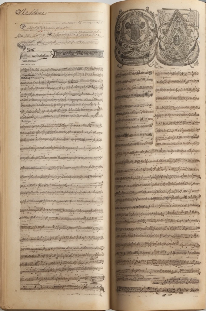 Description: Pages from Michelangelo's secret diary are spread out, covered with cryptographic symbols and mysterious sketches. The pages appear aged and weathered, with ink blots and marginal notes.
Details:
Close-up of the diary pages, showing detailed cryptographic symbols and sketches.
A quill and ink bottle placed beside the diary.
Dim lighting that creates an aura of secrecy and historical intrigue.
A background with other tered papers and ancient books