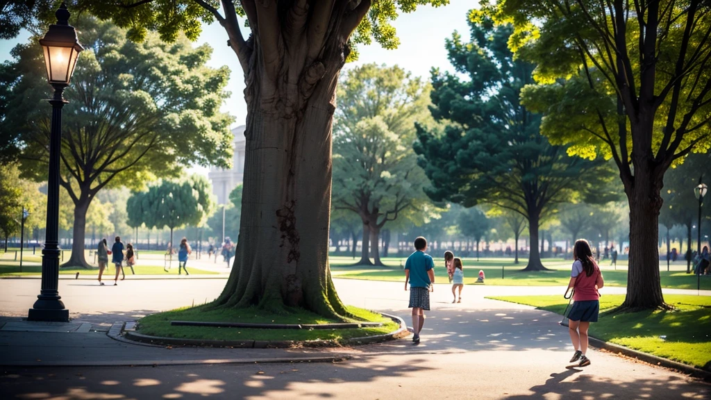 people playing with their children in the park