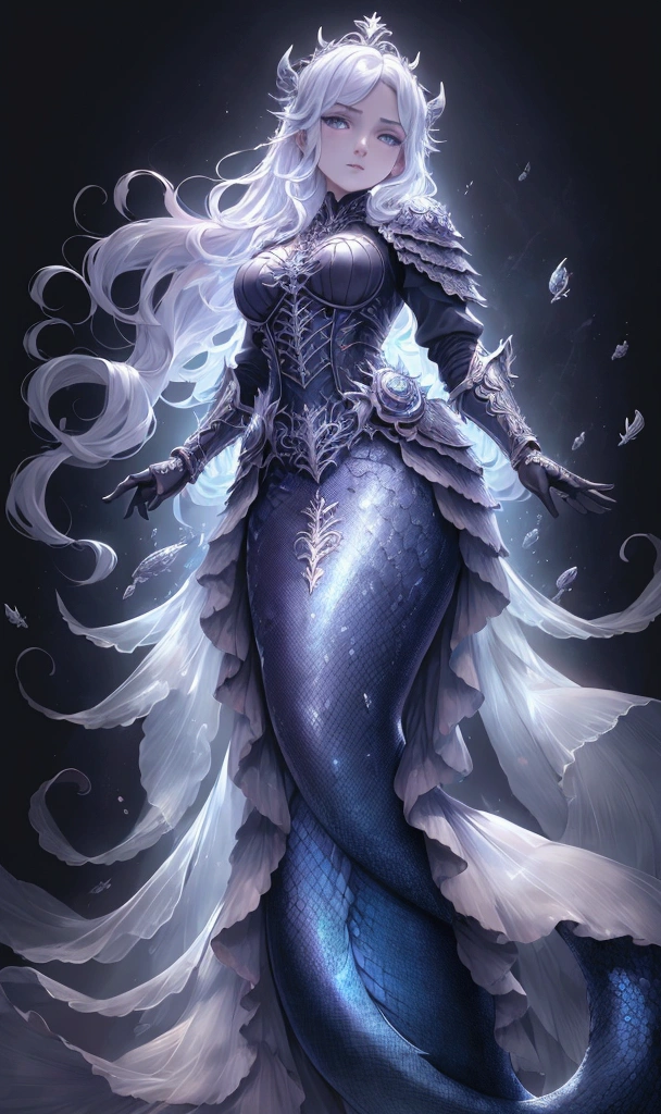 Meisterwerk, best quality, Full body shot (Head and feet in the frame)(High-precision drawing down to the smallest detail)(extremely precise representation)a stunningly beautiful young mermaid with legs, aber auch mit transparenten Flossen, (very athletic body), bekleidet mit transparenten stoff mit Muschel- und Perlenschmuck, nicely distributed scales, trifft auf chtulhu (alter Gott aus Necronomicon) nachts unter Wasser, fit, small breasts, zerfallener tempel im Hintergrund, sehr detailiert, lebendiges Aussehen, kreatives Verhalten, extrem detailliert, einfallsreich, sinnlich, spontan, highest quality, Hauttextur, komplizierte Details, (filmische Beleuchtung), RAW-Foto, 8k, Meisterwerk, best quality, ultra detailliert, sehr detaillierte Bilder, extrem detailliert, komplizierte Details, highres, super komplexe Details, extrem detailliertes 8k CG-Hintergrundbild, Anime-Serie, cgi, teuflisch, erschreckend, dynamische Beleuchtung