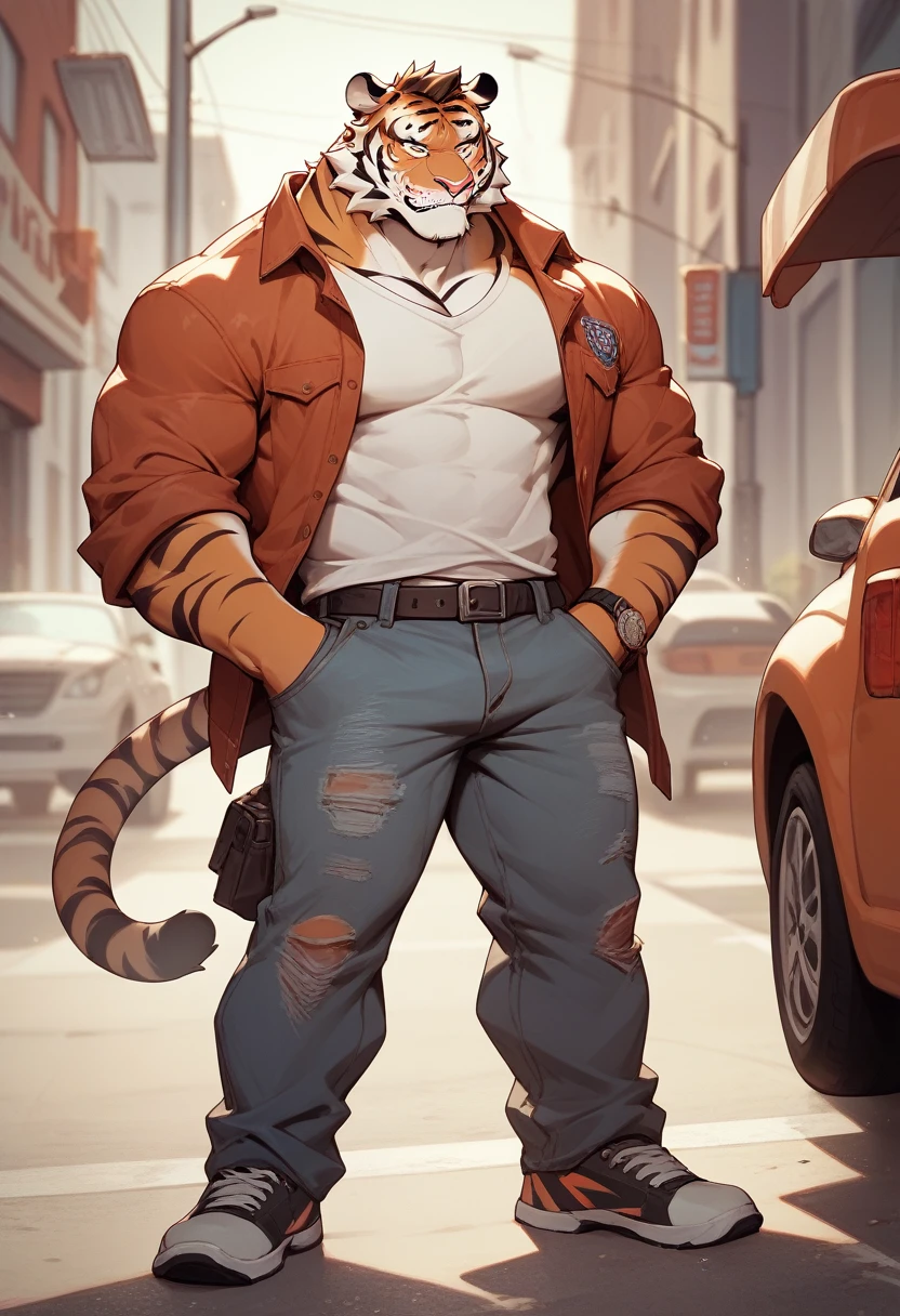 Anthro furry tiger man truck driver 