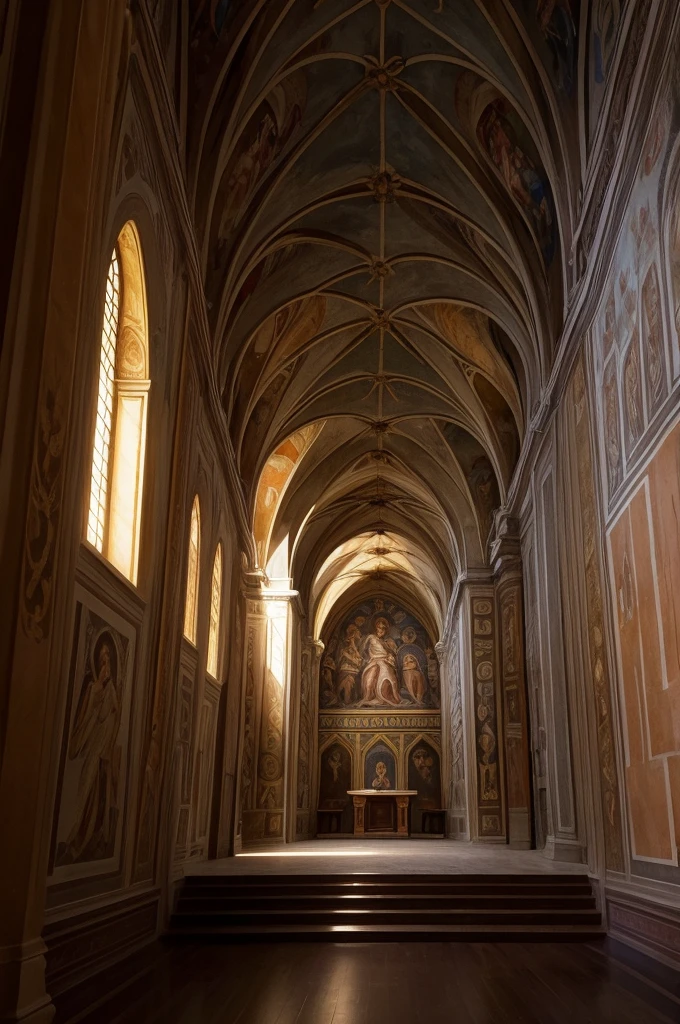 Description: The Sistine Chapel is depicted with its magnificent ceiling frescoes, but subtle dark elements are introduced, such as shadows and hidden, eerie details.
Details:
The iconic frescoes with slightly darker, more shadowy tones.
Subtle, ghostly figures or symbols hidden within the paintings.
A dramatic lighting effect that emphasizes both the beauty and the underlying darkness.
Visitors in the chapel with a mix of awe and unease on their faces.