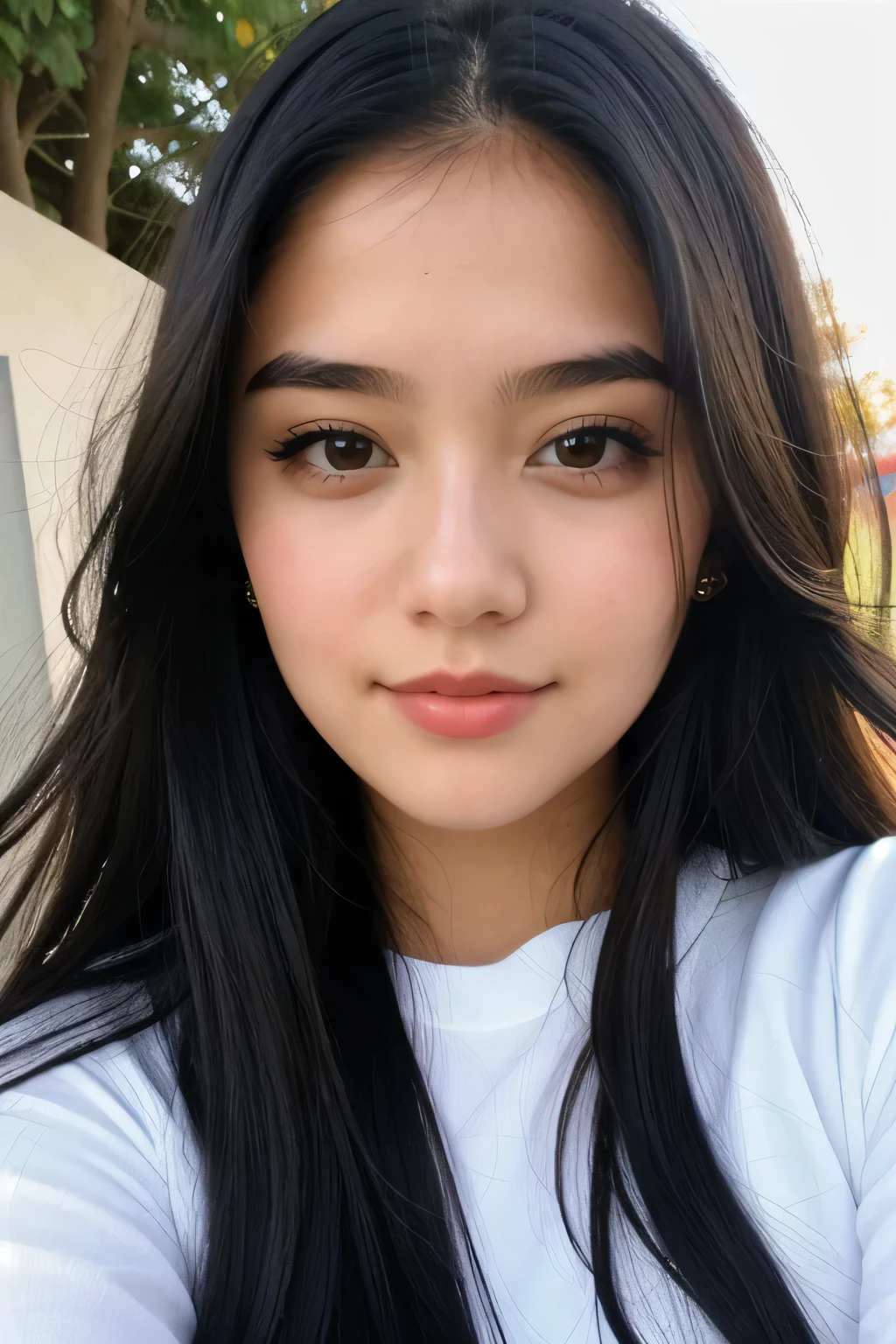 1 girl with long black hair, white skirt, close-up of face