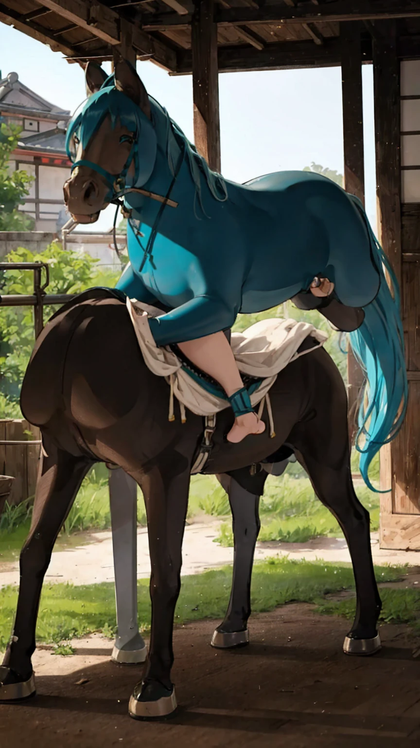 Japanese horseback warrior Hatsune Miku is having a barbecue in the washing machine