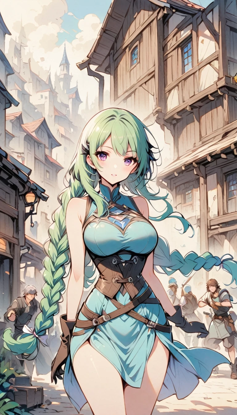 Green Hair、Girl、mysterious、Leather shoes、middle ages、Mechanic、adventure、Hakage