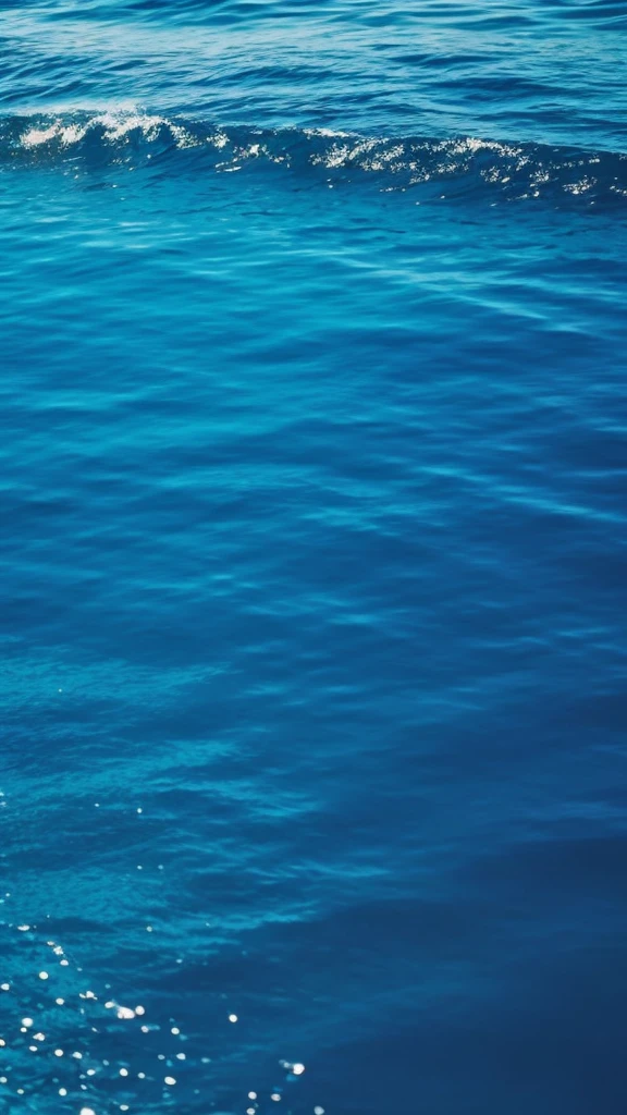 blue water of an ocean , close up shot of water , inside water ,