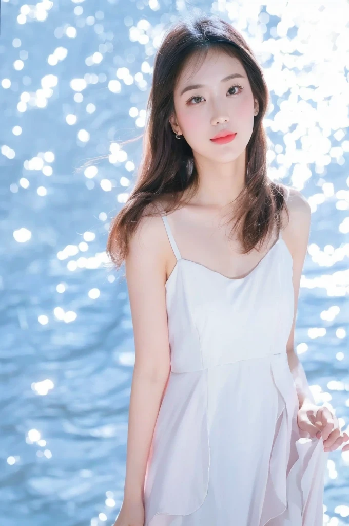 Flowers bloom all over the wall, (The best light: 1.2, Cute Chinese Girl: 1.2, [White Dress: 1.3], whole body, beautiful dance moves, She is wearing a pink long-haired mink bandeau dress., Colorful flower wall, poster level, Wallflowers are not crowded, elegant and colorful: 1.1, Bright and inspiring: 1.1, [Super detailed: 1.2 + Dynamic pose + delicate: 1.2],), Big Breasts, Pursing your lips, The sides are decorated with five-color flowers., the wall is pink hydrangeas, rose, Colorful chrysanthemums, The background wall is a pink floral wall.