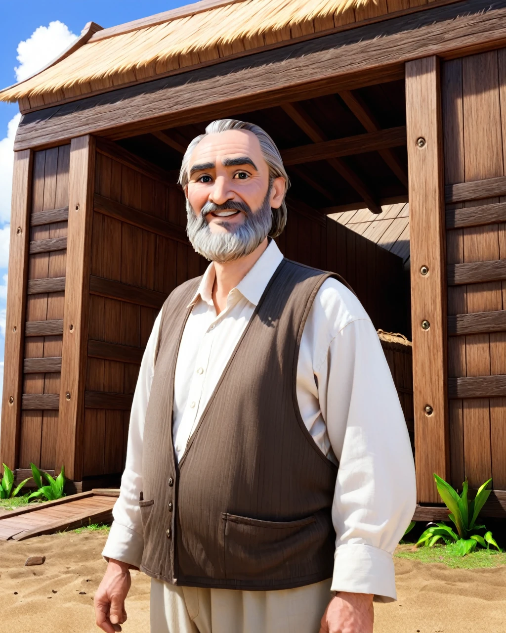 noah, ark, building, 1man