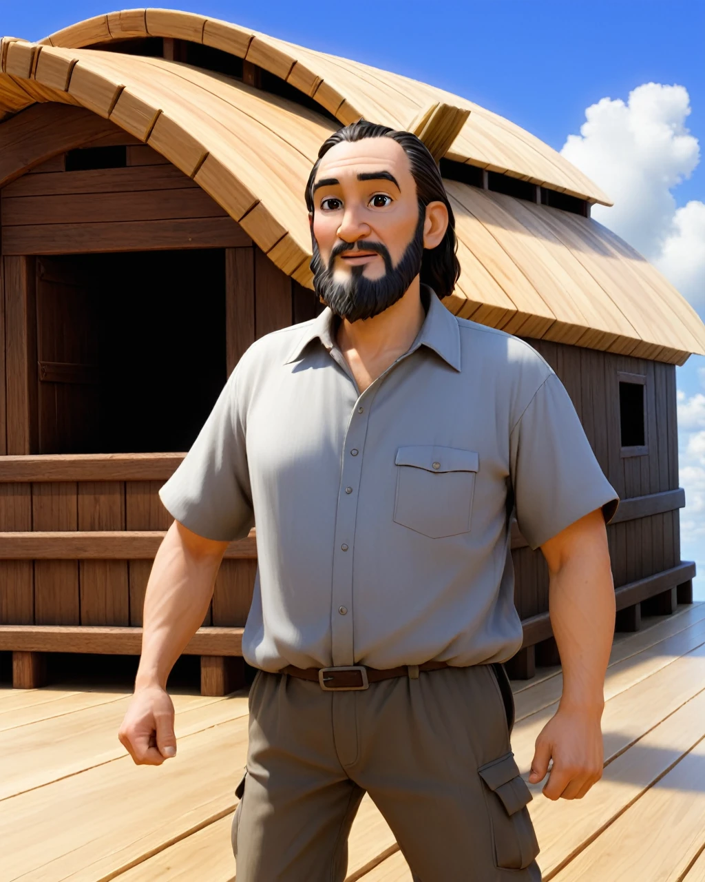 noah, ark, building, 1man