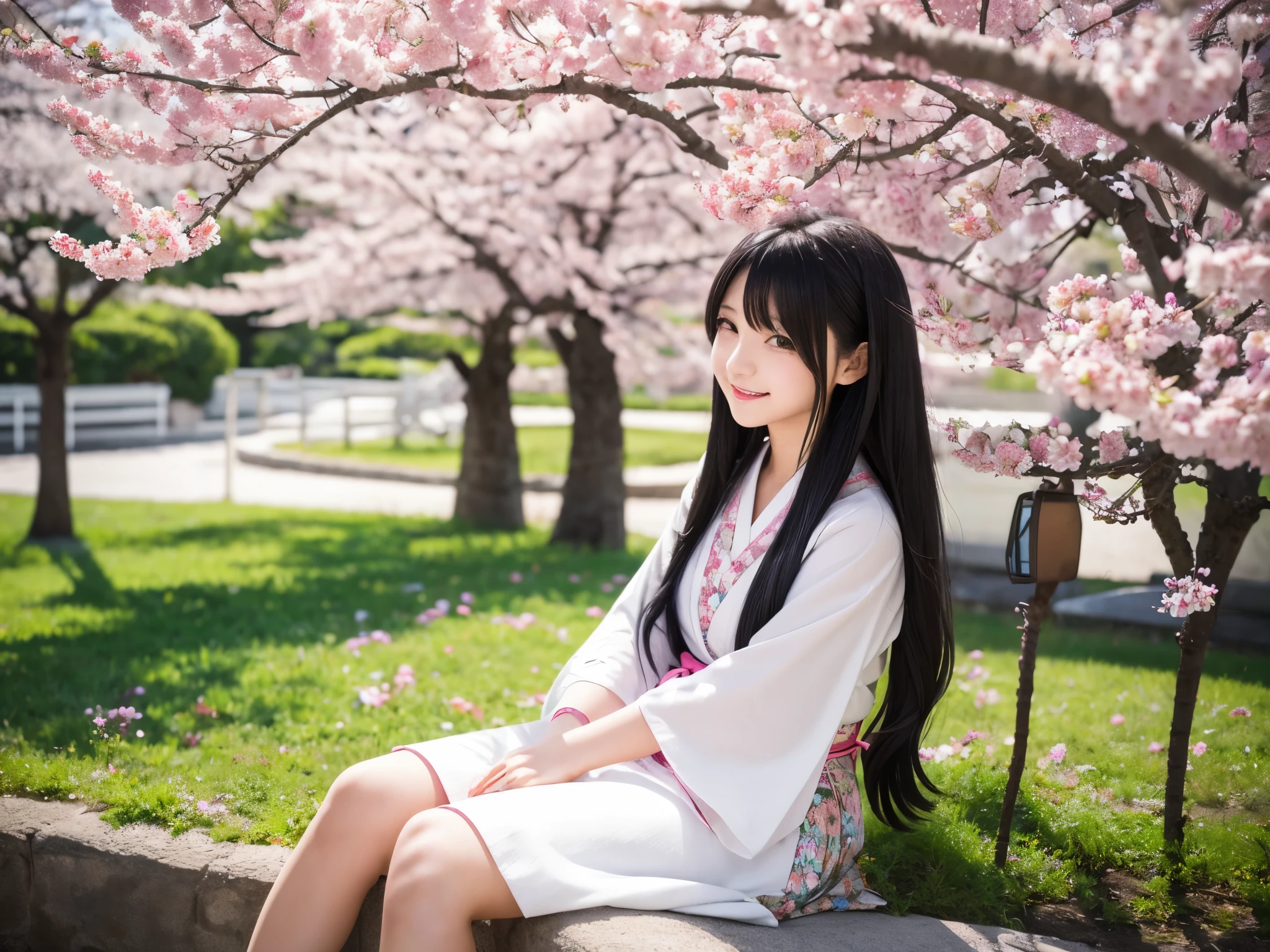 cute girl
long hair
(black hair)
gentle smile
colorful flower garden
girl sitting
clear scenery
Big cherry trees on the left and right
japanese girl
photographed alone