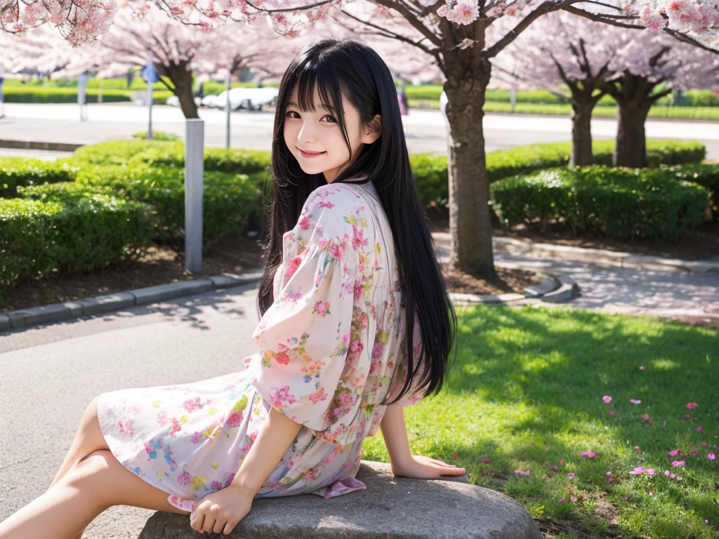 cute girl
long hair
(black hair)
gentle smile
colorful flower garden
girl sitting
clear scenery
Big cherry trees on the left and right
japanese girl
photographed alone