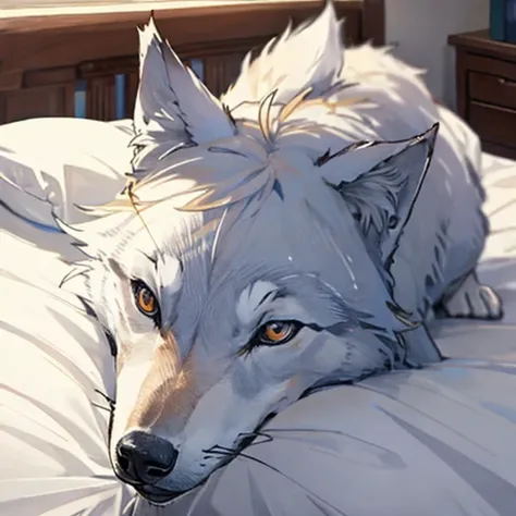 wolf in bed