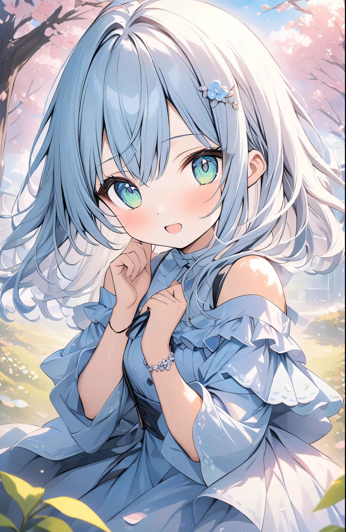 超High resolution, Attention to detail, high quality, High resolution, 最high quality, 4K, 8k, Awards, artwork、under the cherry tree、SakuraFubuki、Light production、Beautiful effects、Cute Girls、Poster