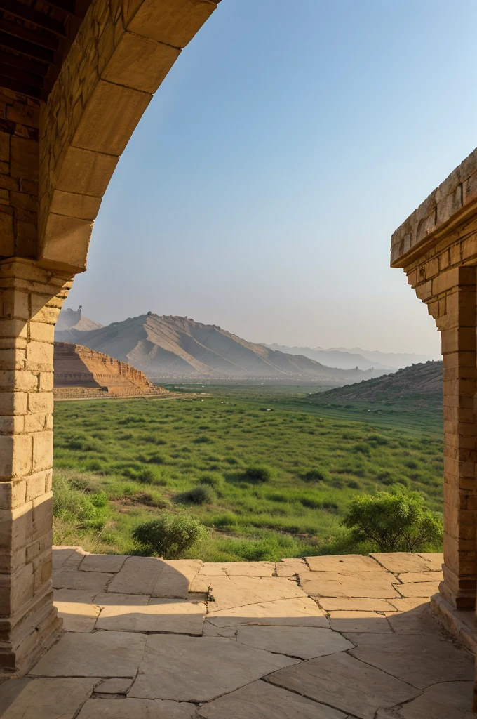 : A serene landscape with the Aravalli hills in the background, transitioning to historic images and a map of Haldighati.