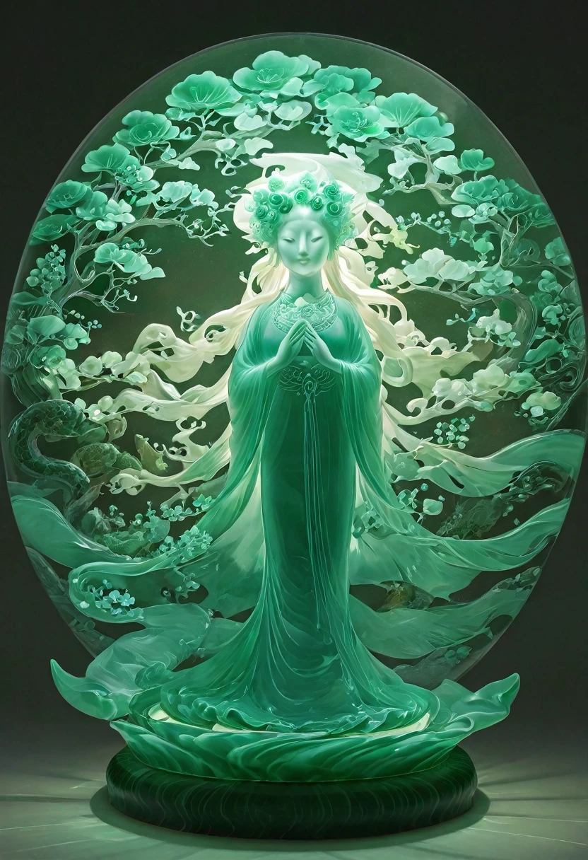 莲花姿势Fox Demon女孩的全身摄影,Ceramic style,Emerald Light,Anatomically correct,Raw, Lenses, (Be focused:1.5), (Reality:1.4), Dusk lighting, Volumetric Lighting, Ultra-high resolution, 16K,Dramatic Lighting, White background:1.5)(tangled,Mandala,Tangle,Entanglement:0.7)Fox Demon,short jacket, Foxfire Curse, fox family, Transformation, Depth of Field, Dreamy atmosphere, The most beautiful form of chaos, grace, Dark theme of Fauvist design, Flower of Death, Flowers of ecstasy,Glowing Line,Glow Example,Tracking Example,flash, Backlight,translucent,Light Particles,Xianxia