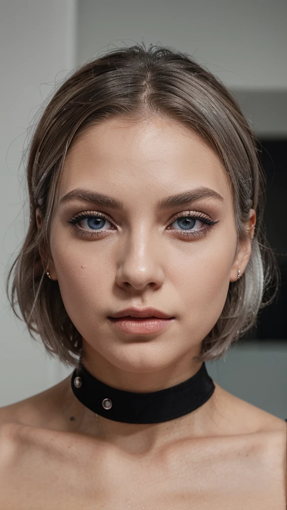 Create an image of a 25-year-old woman with a defiant attitude. She has short, bob-cut silver hair and striking blue eyes. She wears round-framed sunglasses and exudes a confident, almost rebellious aura. Her outfit consists of a white off-shoulder shirt that contrasts sharply with her black mini-skirt. Her makeup is bold, with red eyeshadow accentuating her eyes, a touch of pale red blush on her cheeks, and striking rouge lipstick on her lips. She sports small, round silver earrings. Ensure her stance and expression convey a sense of unapologetic confidence, as if she’s ready to challenge anyone who crosses her path. She should appear self-assured, with a slight smirk and a piercing gaze that suggests she’s not easily intimidated. Her overall look should be chic yet edgy, embodying a strong, modern woman who is unafraid to stand out and assert herself.
This prompt captures the physical description and adds the attitude you specified, providing clear details for an AI image generator to work from.