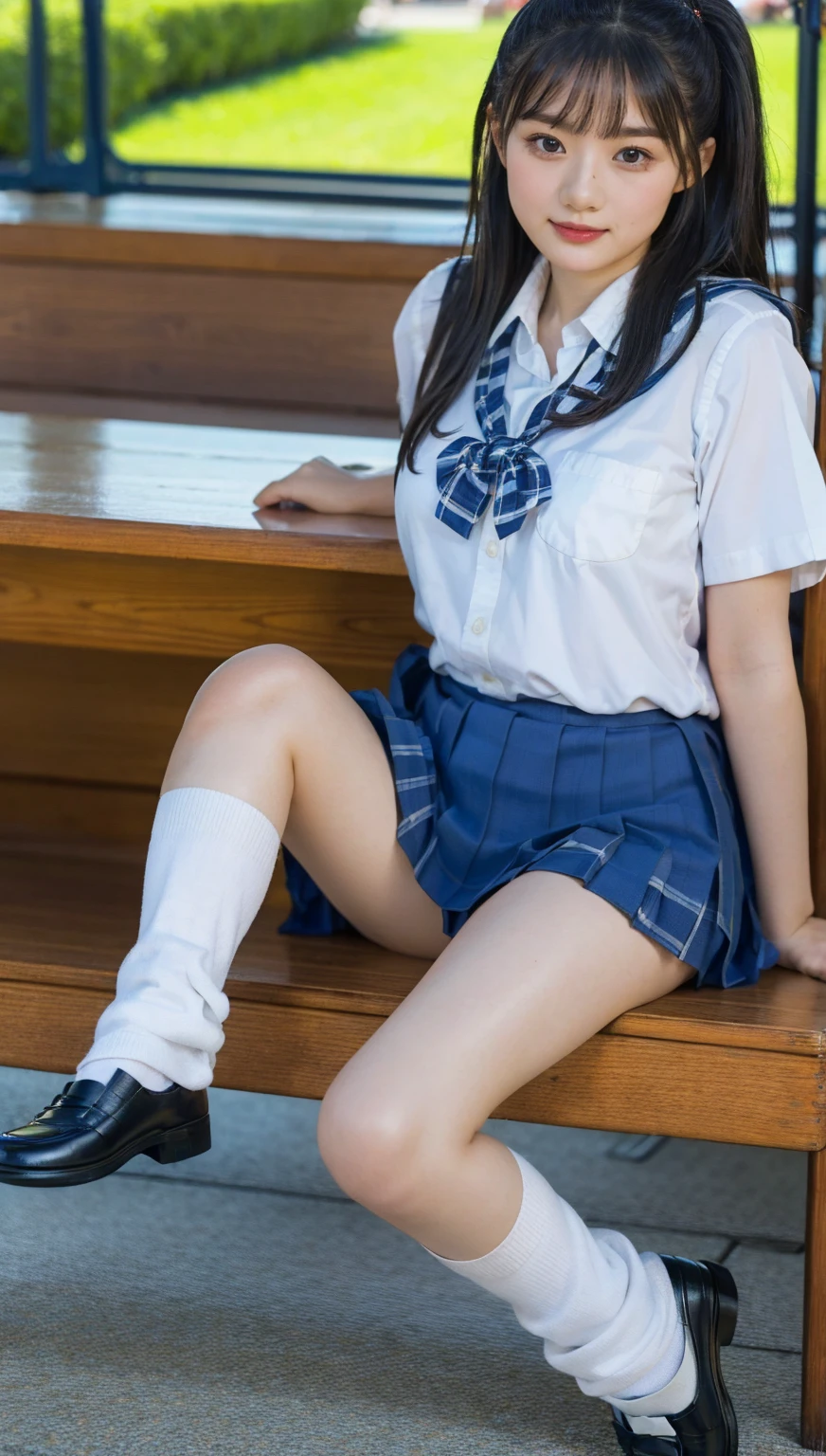 (photorealistic:1.4), best quality, masterpiece, raw 32k photo, (extremely detailed japanese beautiful girl), (extremely detailed eyes:1.2),(), (cute face:1.2), ultra-detailed, ultra high res, amazing, BREAK,sitting,
(school uniform:1.5),detailed school girl, (disneyland:1.3), beautiful detailed girl, bangs, cute face, miniskirt,((thigh))