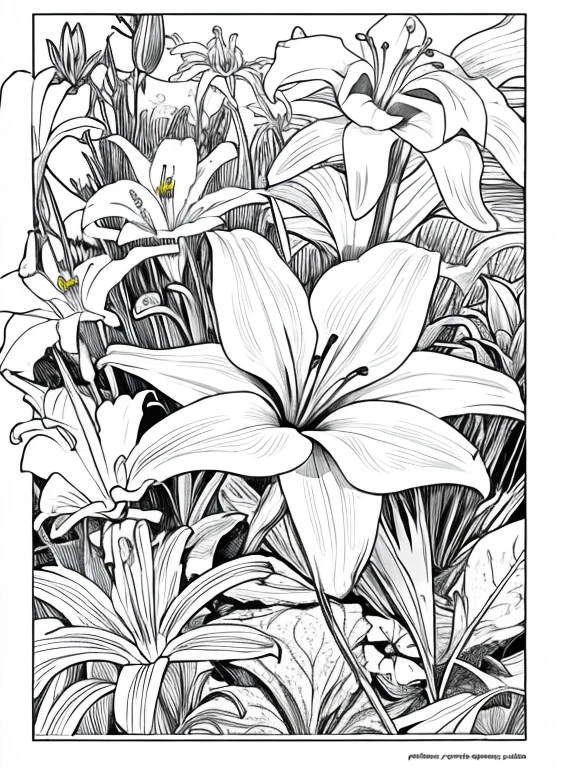 Coloring book,flower,lily