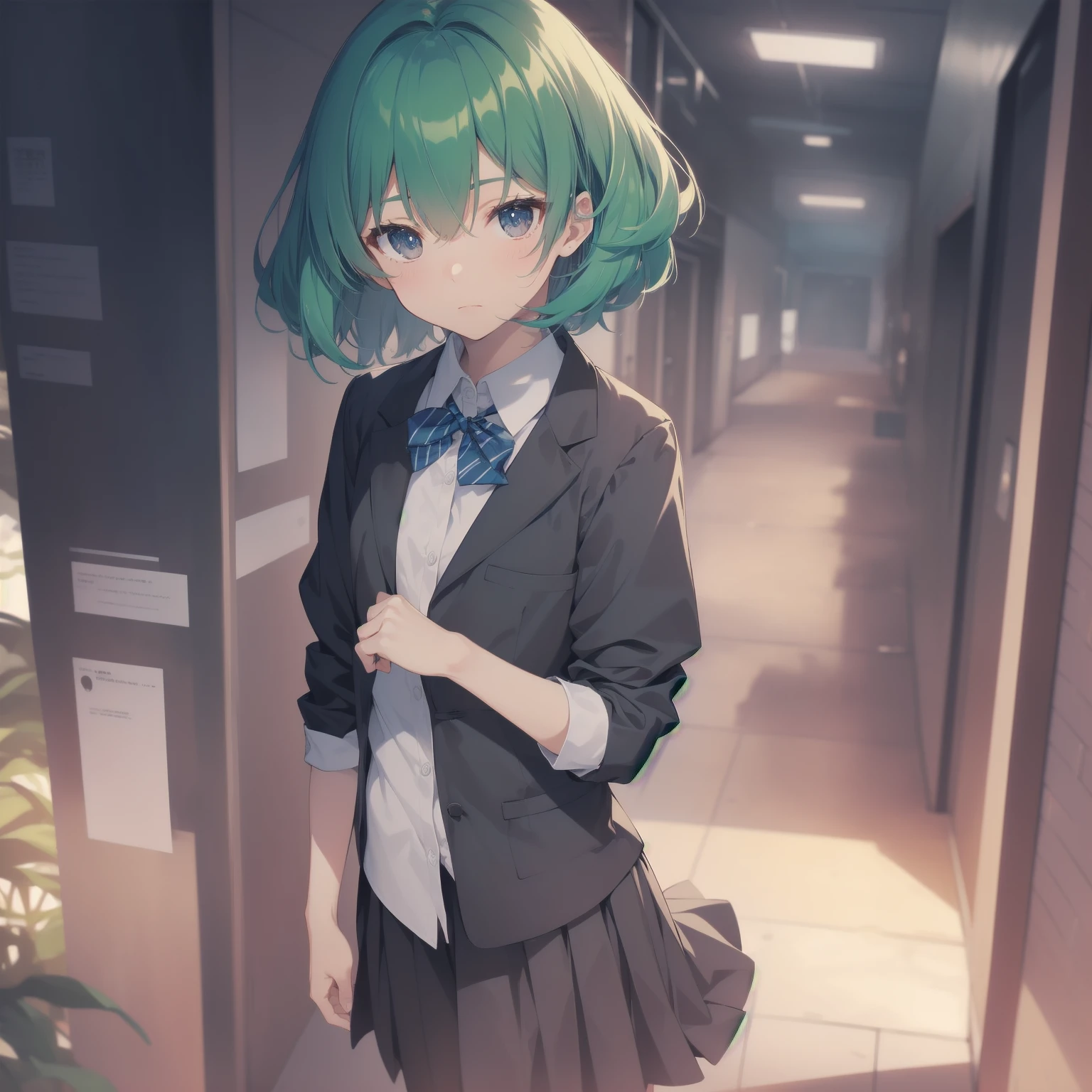 ultra-absurdres-Top quality by artist God, ultra-detailed, high resolution, anime moe artstyle, best anime 8k konachan wallpaper, pixiv contest winner, pool:2810, perfect anatomy,break, 1girl, (Please draw a girl walking sleepily to school alone. )break,(Solo,little female, 13-year-old:1.3),Full limbs, complete fingers,a junior high school student, (very short hair), short cut, flat chest, , small butt, small black eyes, beautiful detailed eyes, well-proportioned iris and pupils, expressive eyes, highres detailed hair, soft expression, salor school_uniform, sailor collar, serahuku, bow, pleated skirt,(Detailed Lighting), (Detailed background), in the School commute route. break,super detailed skin, Best cinematic lighting powered by famous artist, 8k,beauty illustration,photoshop_(medium),very aesthetic,break,((artist:neocoill )), artist:clamp ,artist:carnelian ,artist:kantoku ,